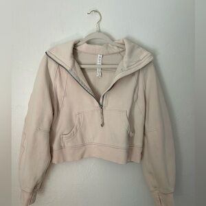 Lululemon 1/2 zip funnel neck scuba bone